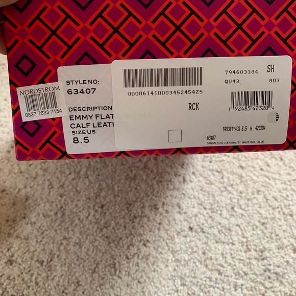 NEW Tory Burch Emmy Flat Blue Sandals - Picture 6 of 6